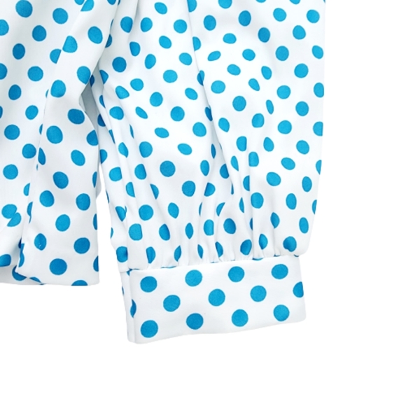 Vintage USA Union-Made Blue Polka Dot Long Sleeve Coquette Bow Blouse ♥️ - Picture 3 of 6